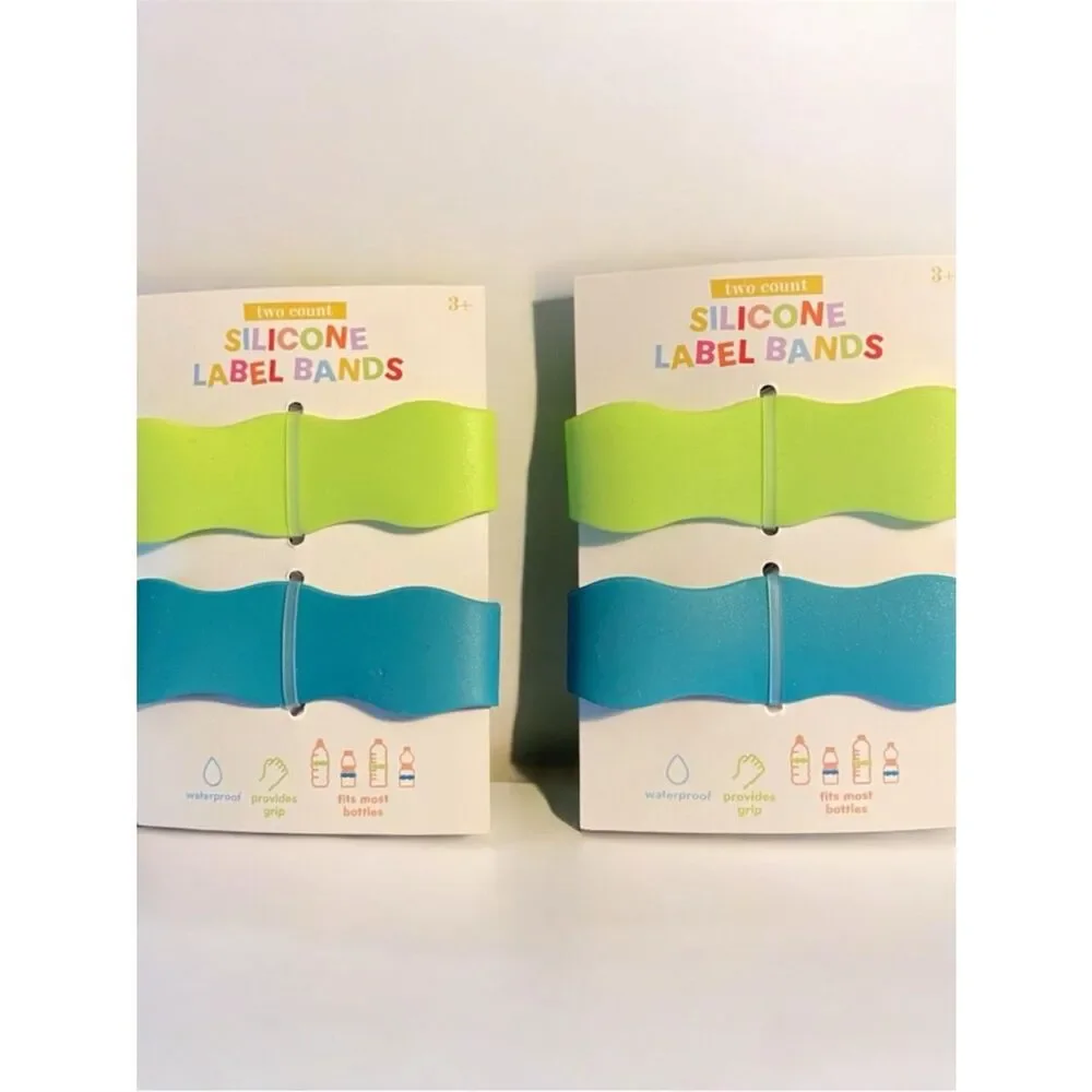 Silicone Label Bands - Lime Green & Teal Blue (2-Pack)